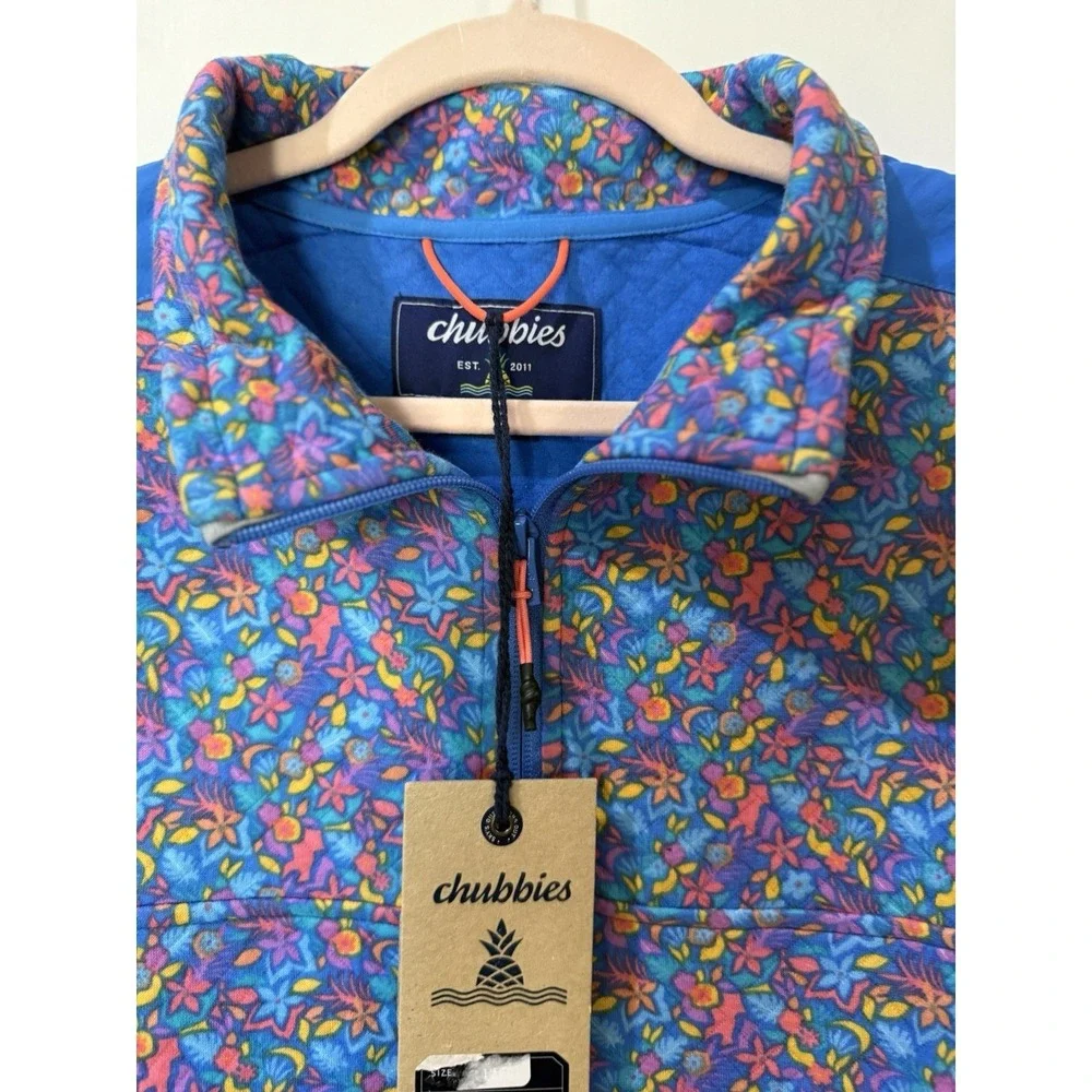 Chubbies 1/4 Zip Pullover Men's Size Large Quilted The Spade Zip Pockets NEW - Picture 2 of 5